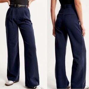 Abercrombie & Fitch Navy Sloane Tailored Wide Leg Pants Trouser